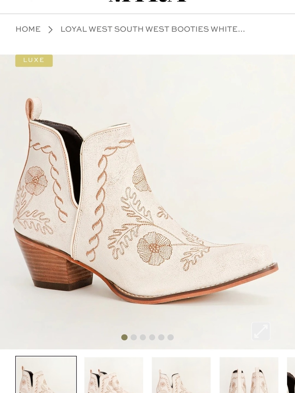 White Embroidered Western Ankle Booties